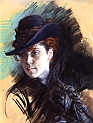 BOLDINI GIOVANNI (1842-1931) - Ragazza con capello nero